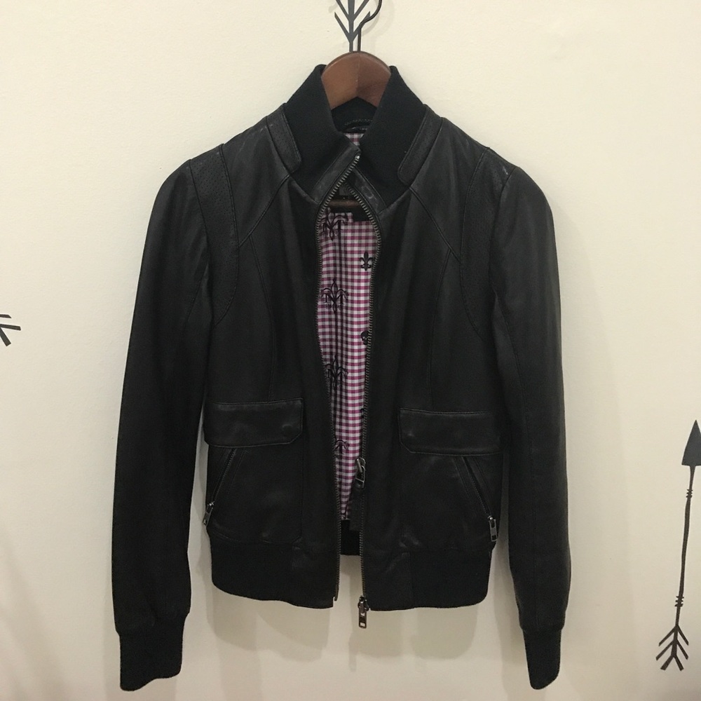 Mackage Lamb Leather Bomber Jacket size S